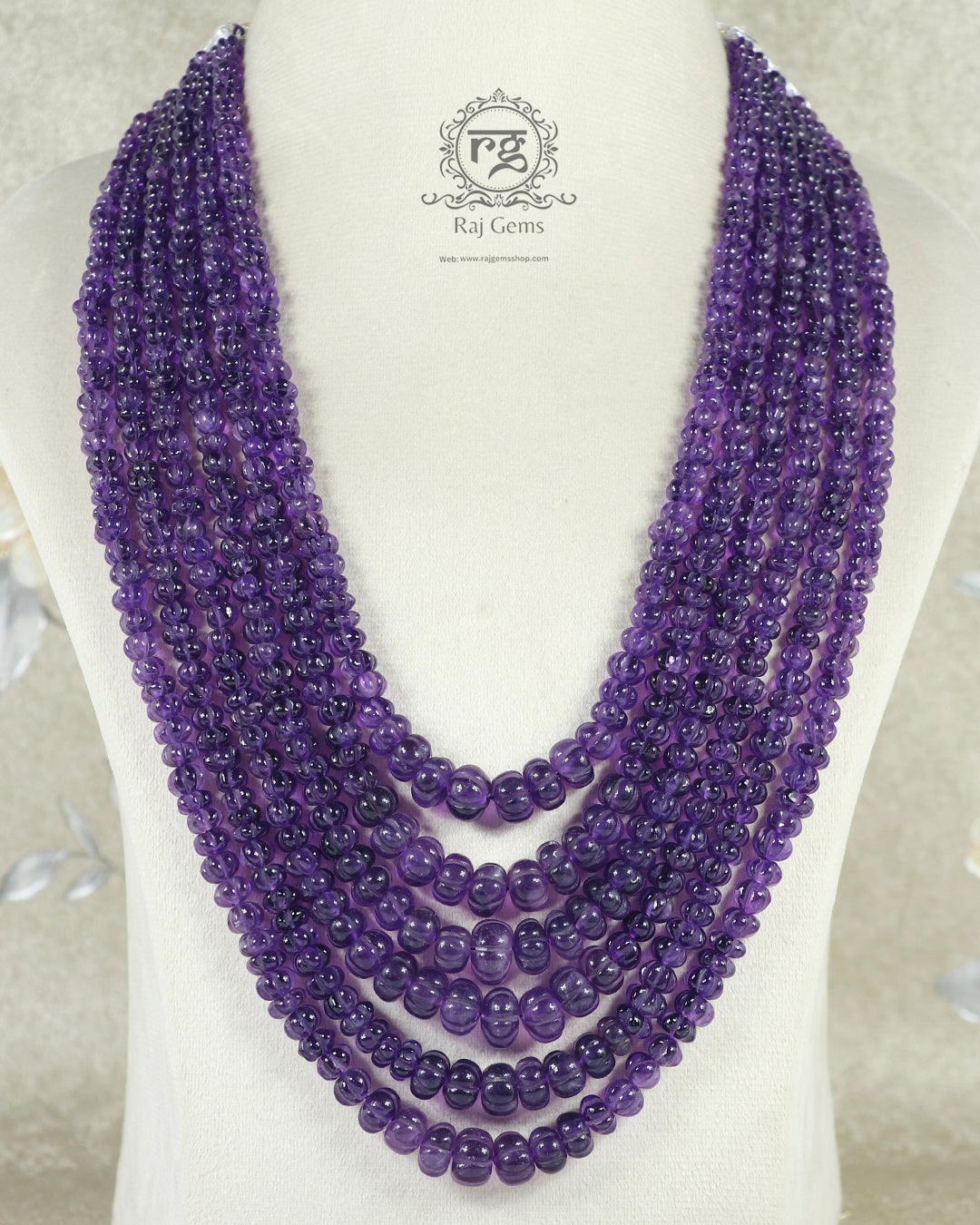 Natural Amethyst Gemstone Pumpkin Beads Necklace