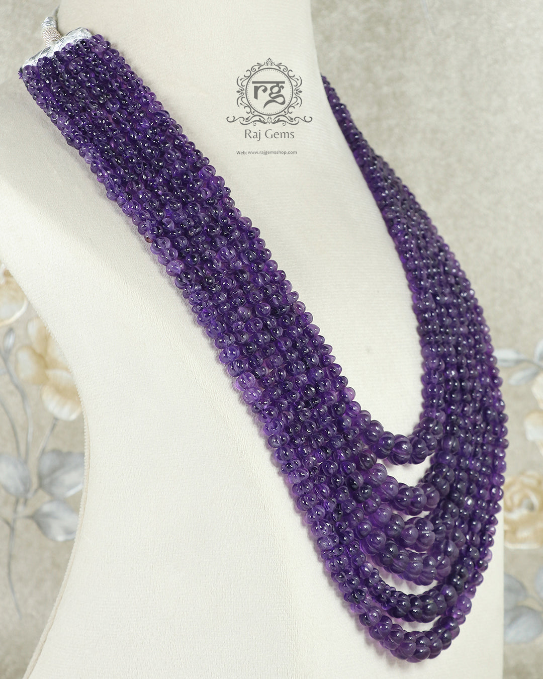 Natural Amethyst Gemstone Pumpkin Beads Necklace