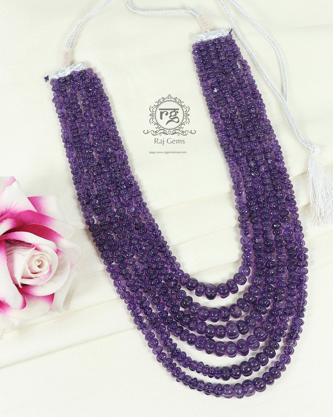 Natural Amethyst Gemstone Pumpkin Beads Necklace