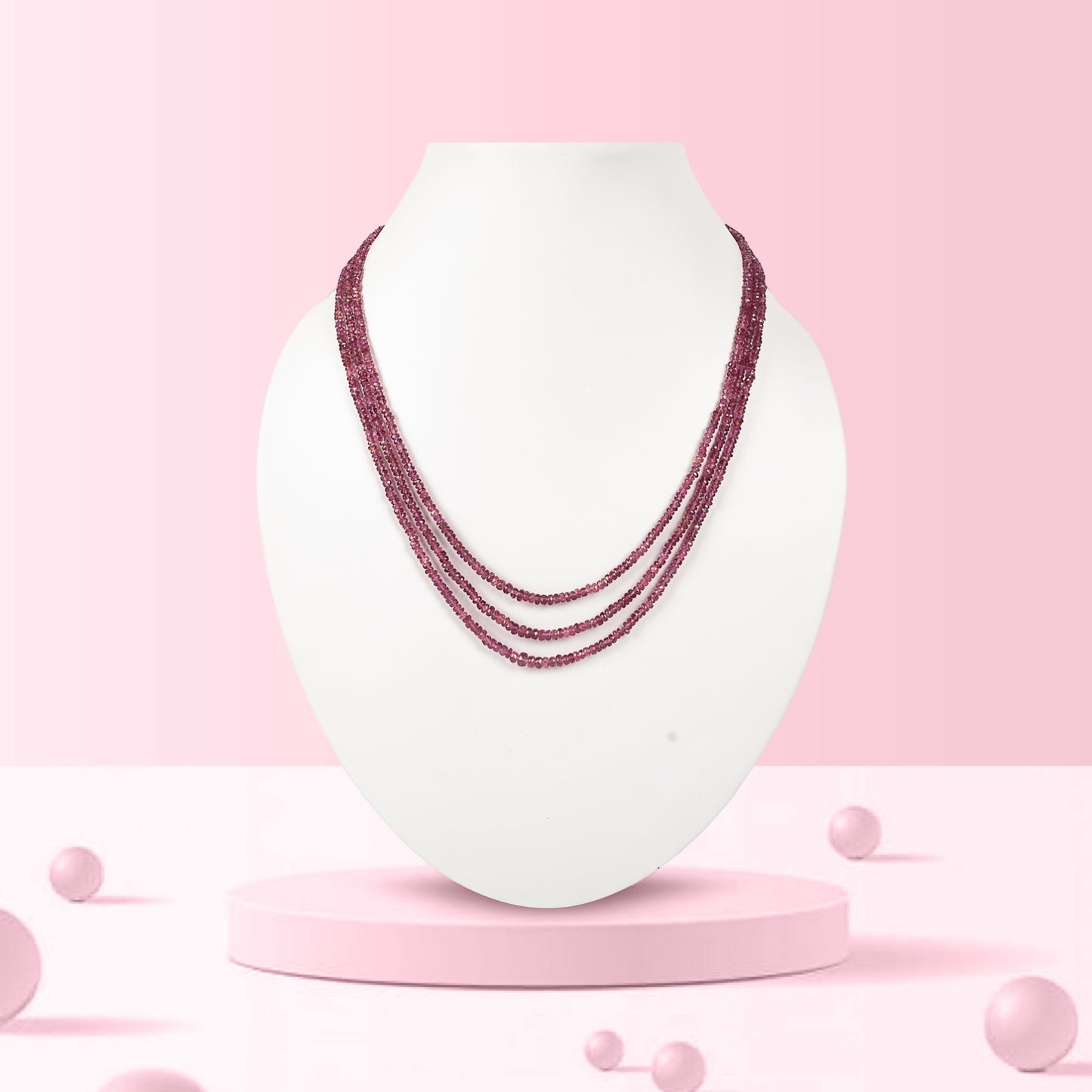 Natural Pink Tourmaline Gemstone Beads Necklace Jewelry