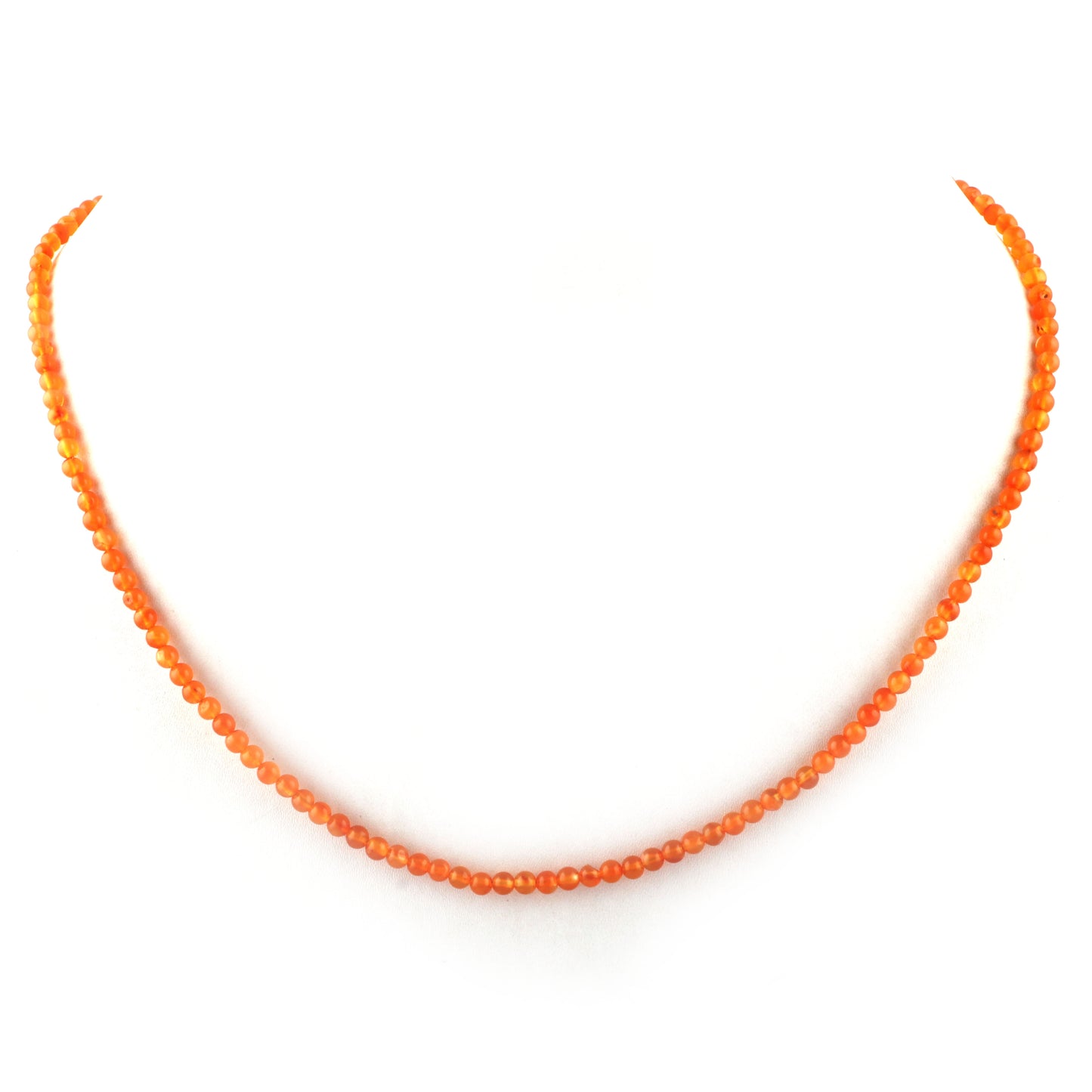 Natural Carnelian Round Smooth Gemstone Beaded Necklace 18 Inches