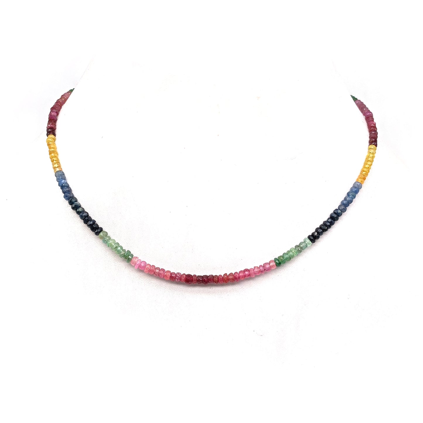 Natural Multi Gemstone Rondelle Faceted Beaded Necklace