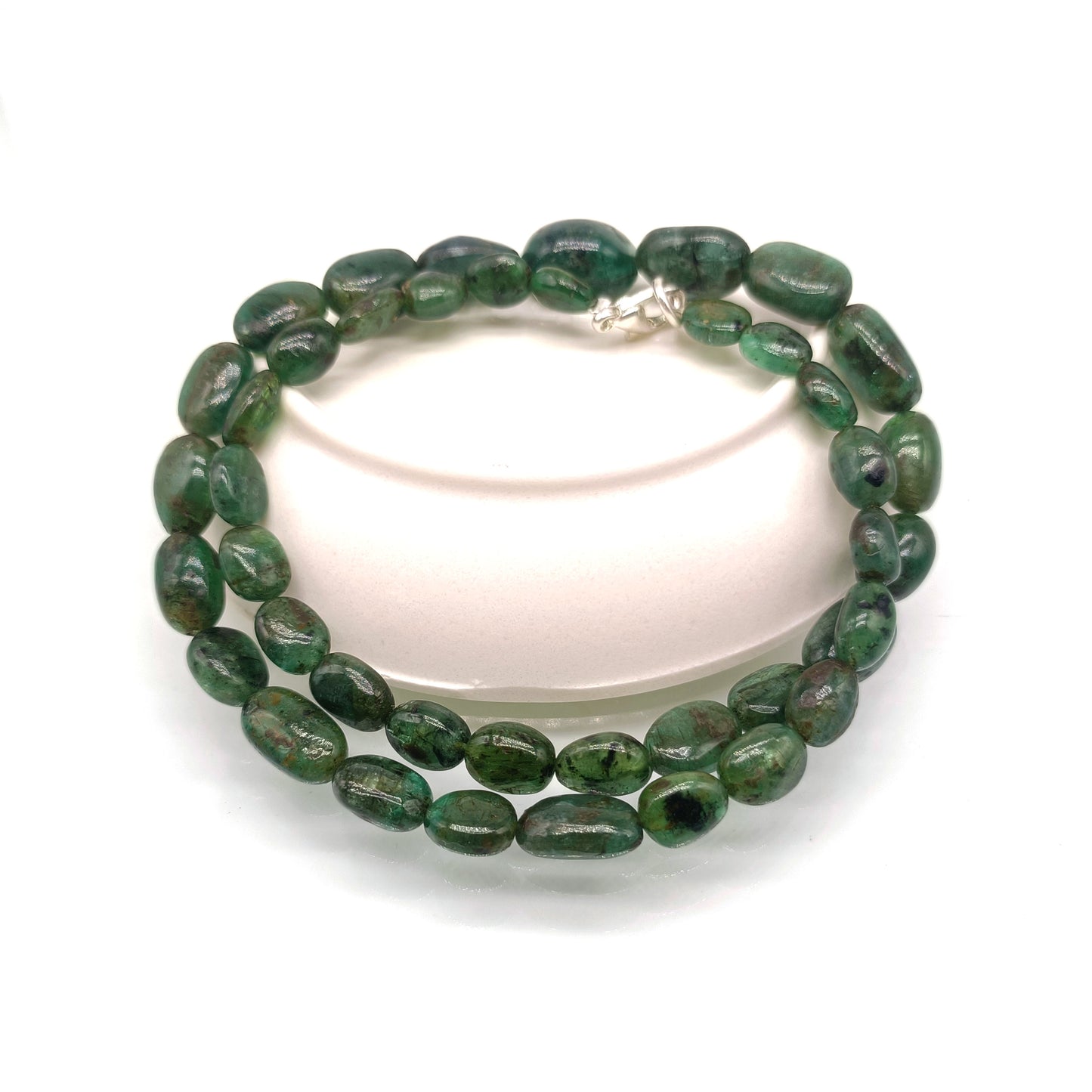 Natural Emerald Nuggets Shape Smooth Gemstone Beaded Necklace