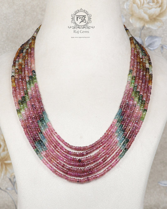 Natural Multi Tourmaline Gemstone Beads Necklace Jewelry