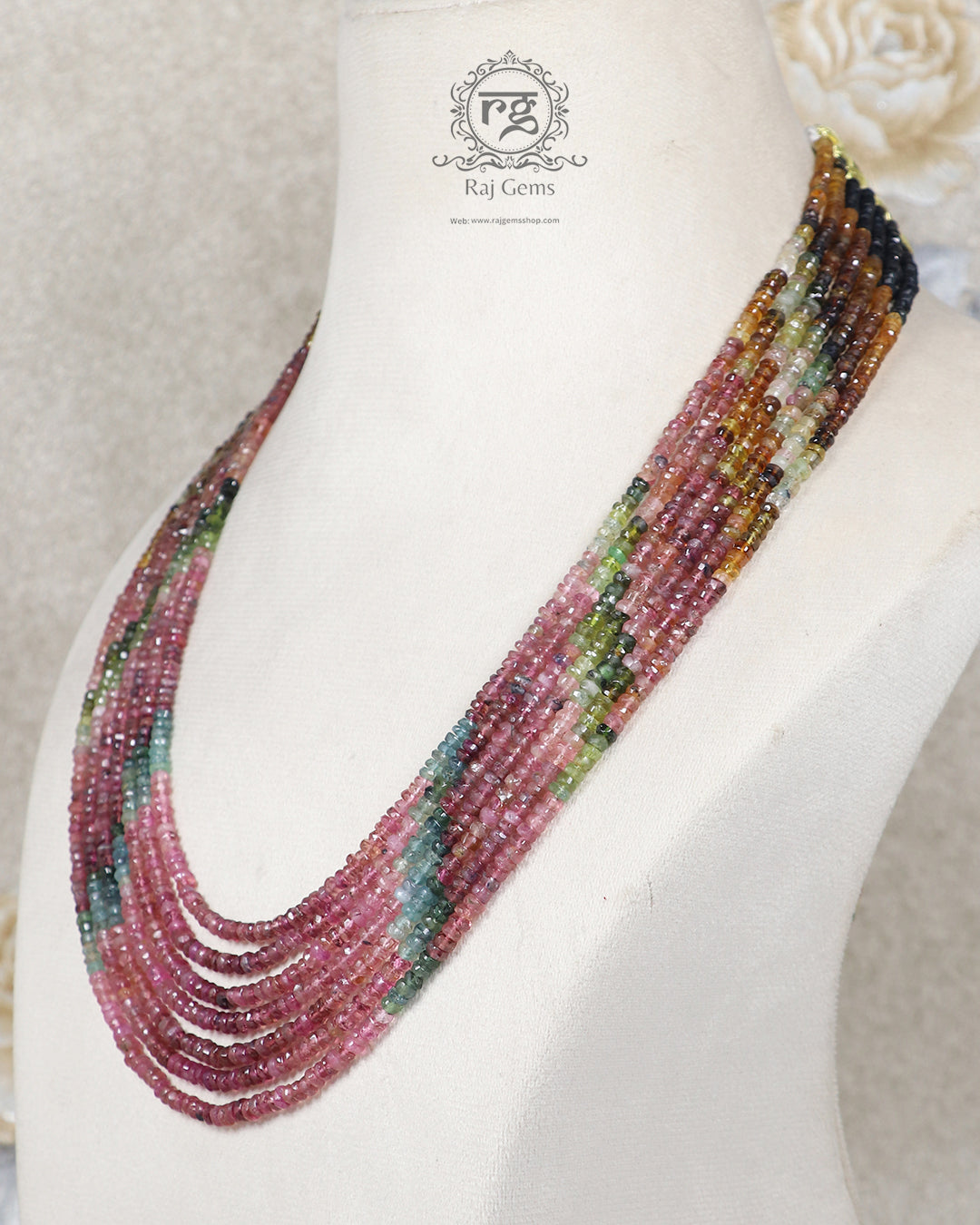 Natural Multi Tourmaline Gemstone Beads Necklace Jewelry