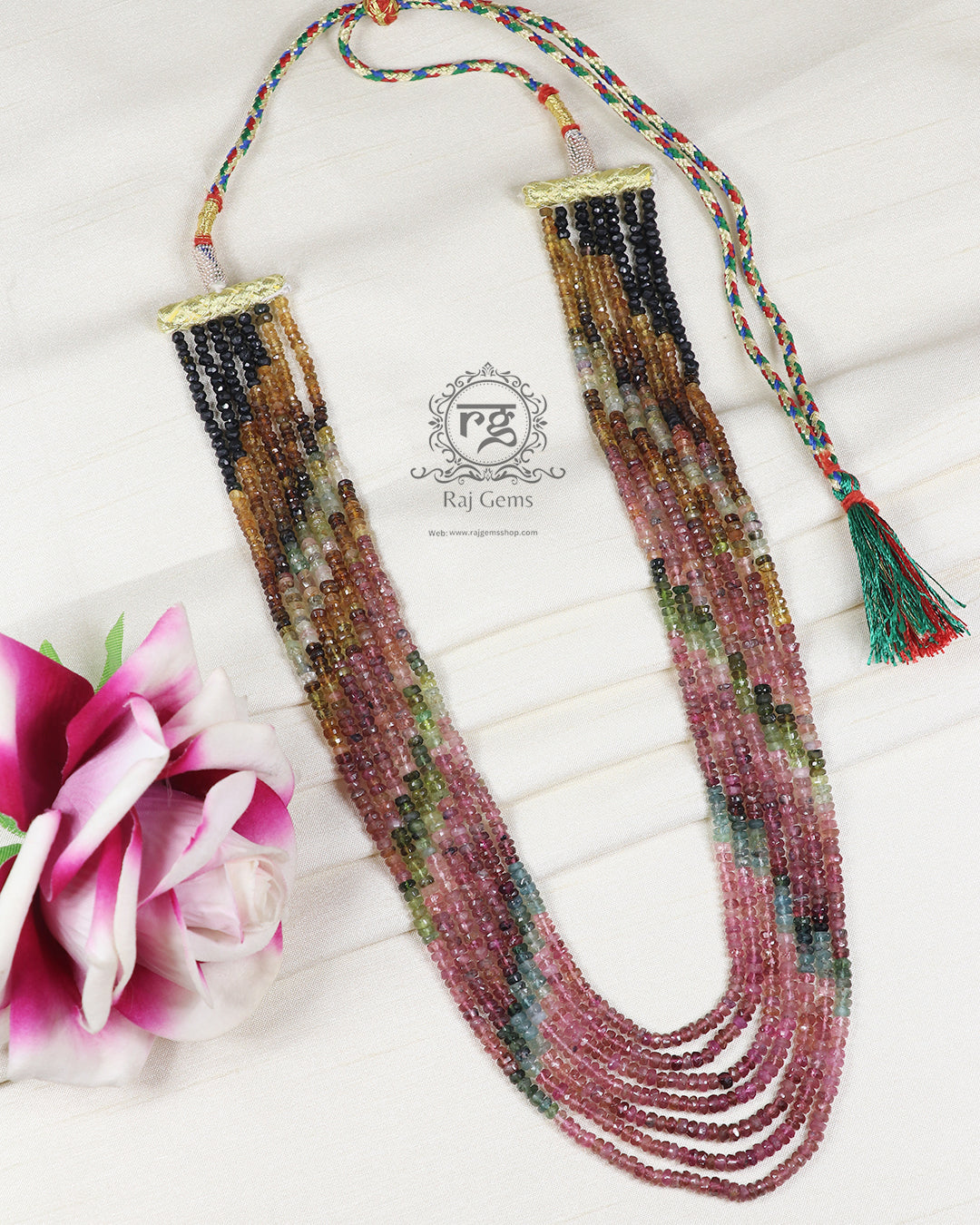 Natural Multi Tourmaline Gemstone Beads Necklace Jewelry