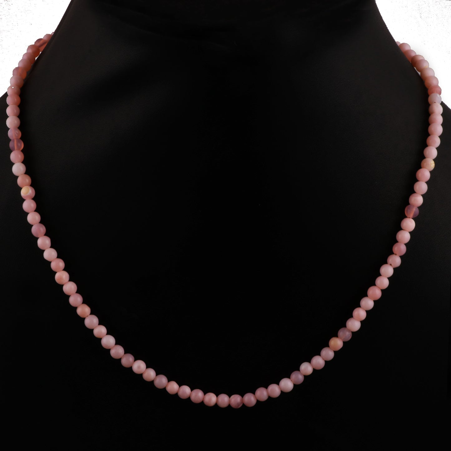 Natural Pink Opal Round Smooth Gemstone Beaded Necklace 18 Inches