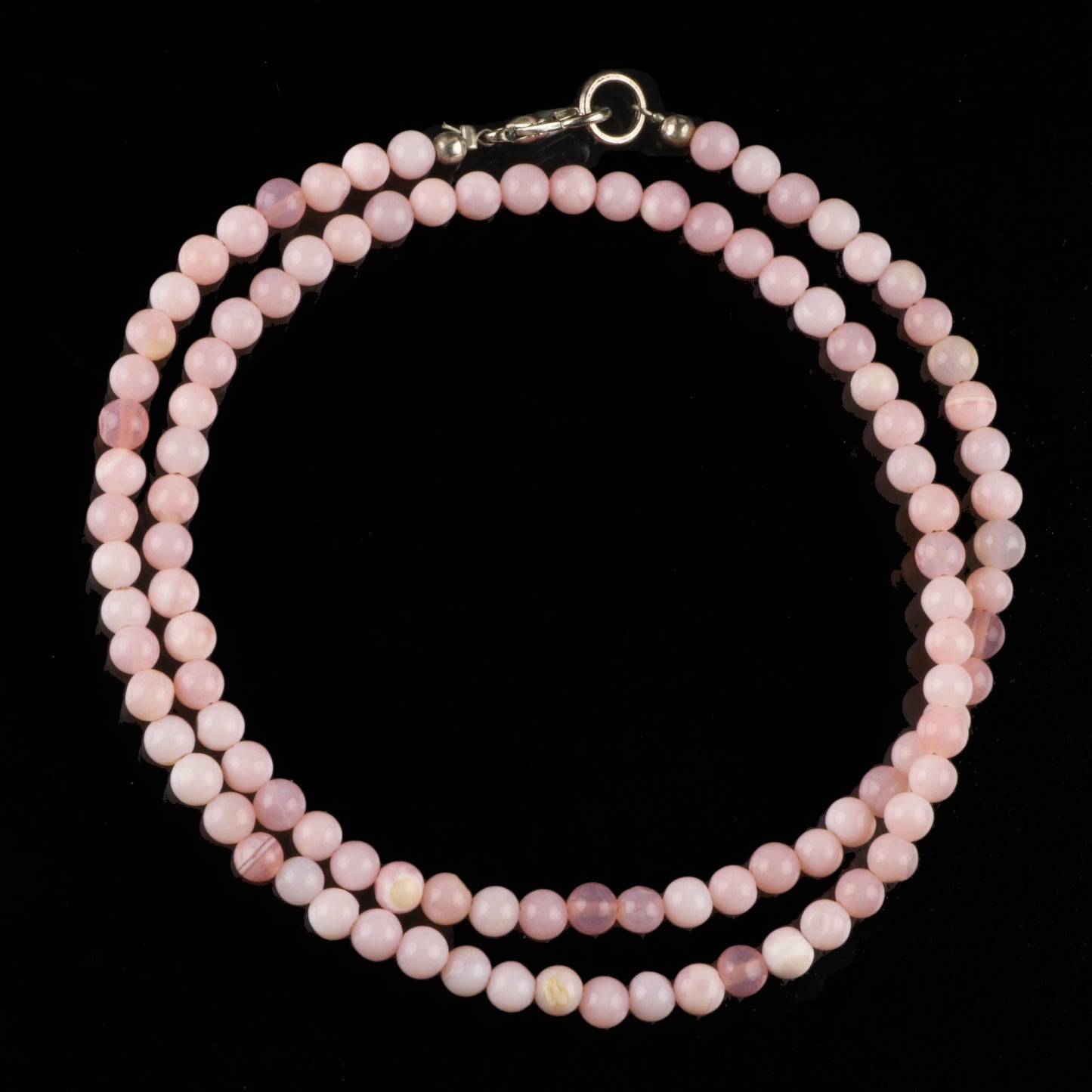 Natural Pink Opal Round Smooth Gemstone Beaded Necklace 18 Inches