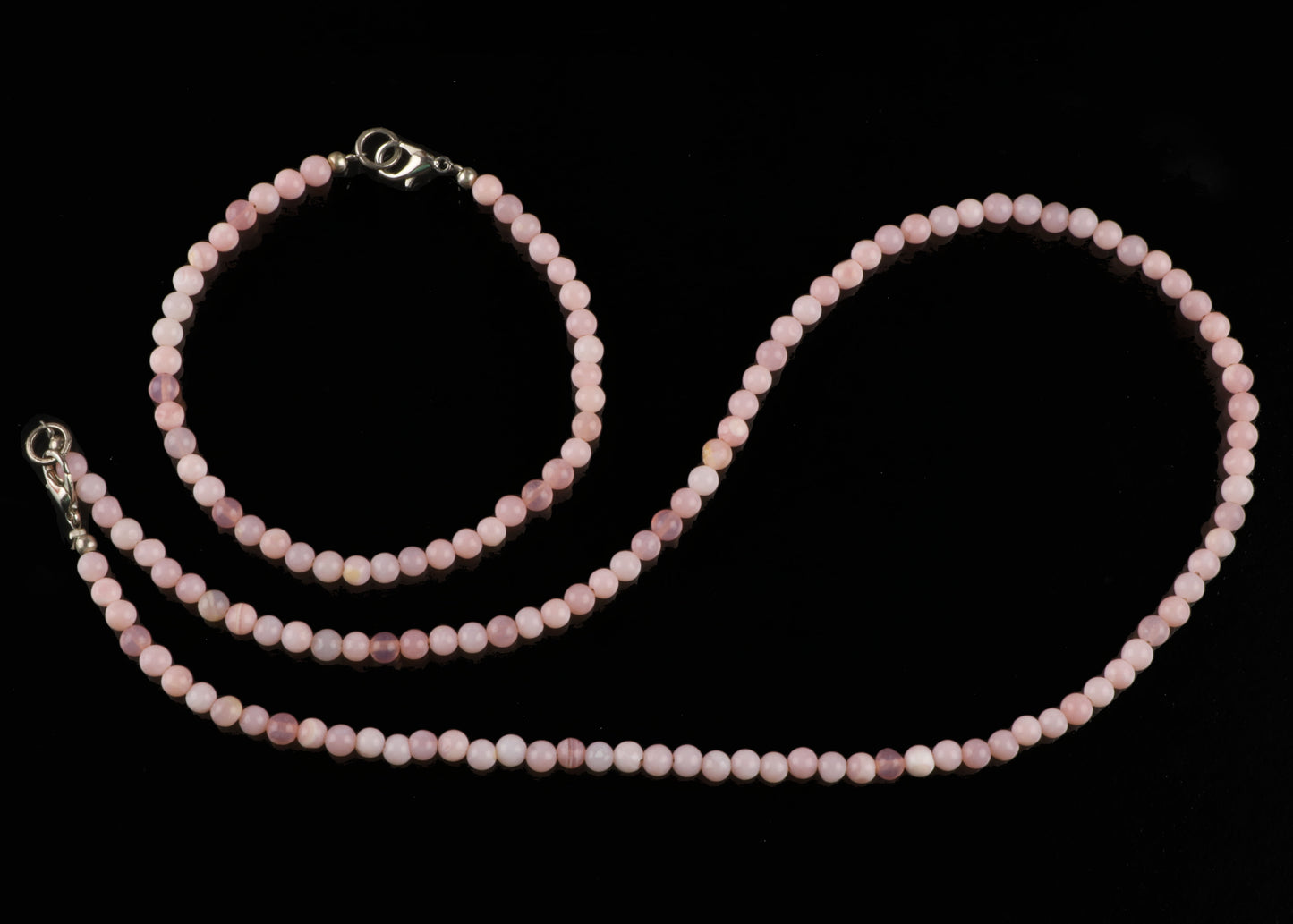 Natural Pink Opal Round Smooth Gemstone Beaded Necklace 18 Inches