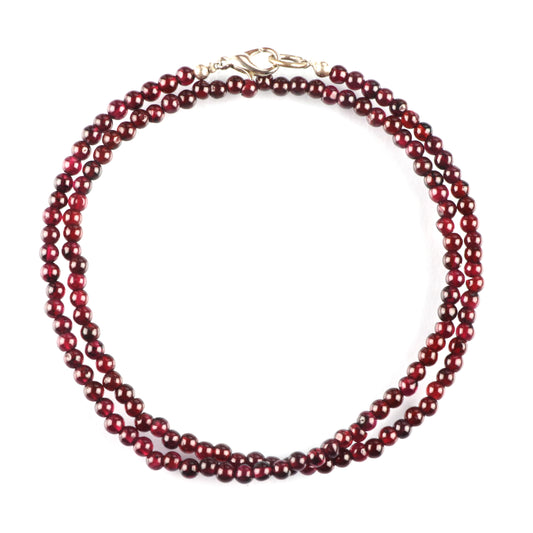 Natural Garnet Round Smooth Gemstone Beaded Necklace 18 Inches