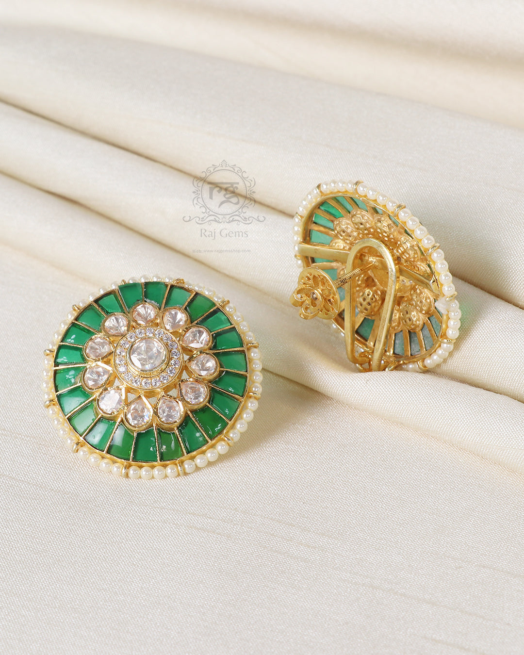 925 Silver Green Stud Earring