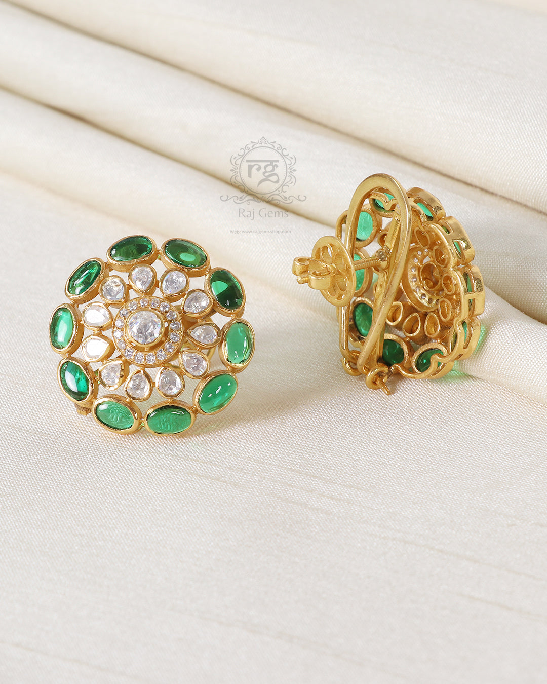 925 Silver Green Stud Earring