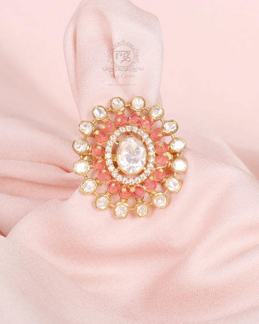 925 Silver Pink Adjustable Ring