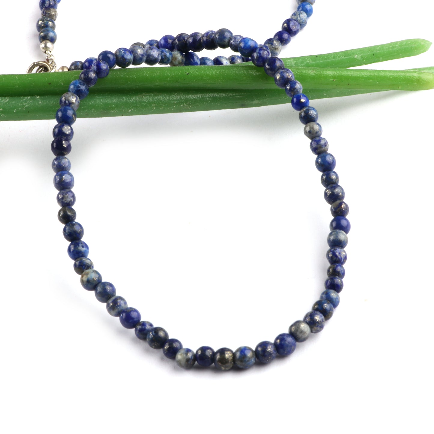 Natural lapis lazuli Round Smooth Gemstone Beaded Necklace 18 Inches
