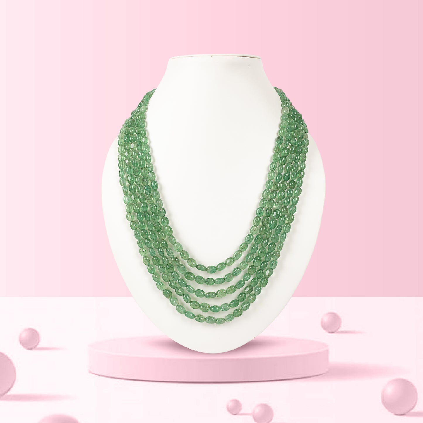 Natural Green Strawberry Quartz Gemstone Oval Beads Necklace Jewelry