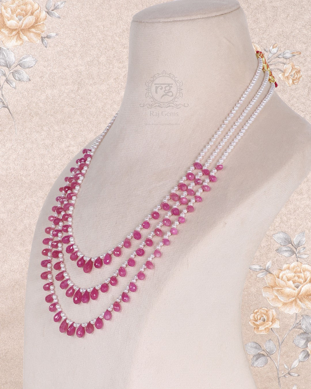 Natural Ruby Gemstone Beads Necklace Jewelry