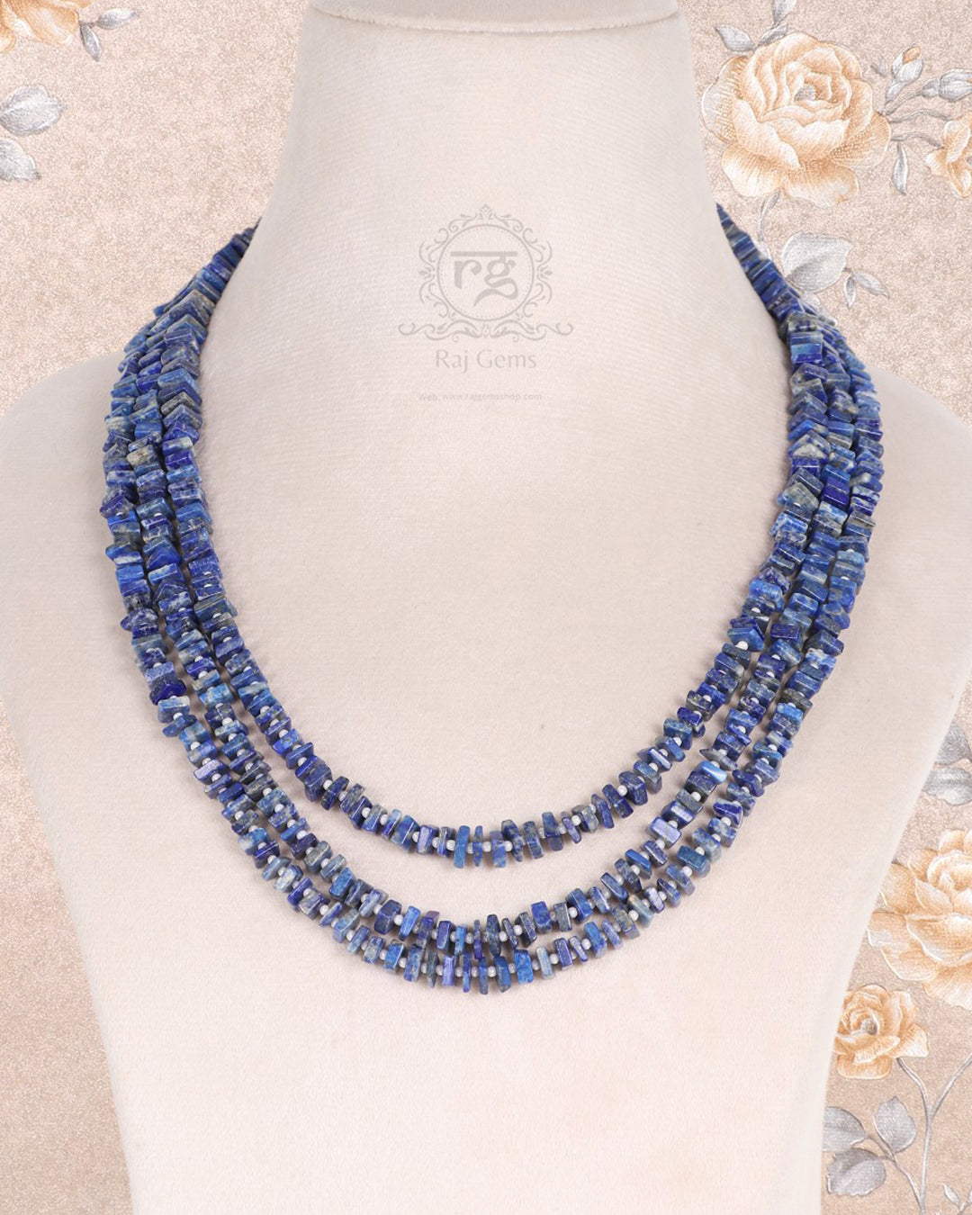 Natural Lapis Lazuli Gemstone Square Beads Necklace Jewelry