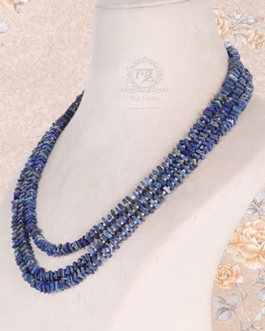 Natural Lapis Lazuli Gemstone Square Beads Necklace Jewelry