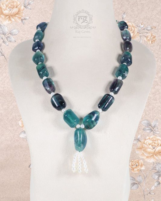 Natural Multi Fluorite Gemstone Beads Necklace Jewelry