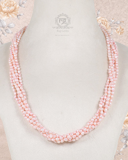 Natural Pink Freshwater Pearl Gemstone Beads Necklace Jewelry