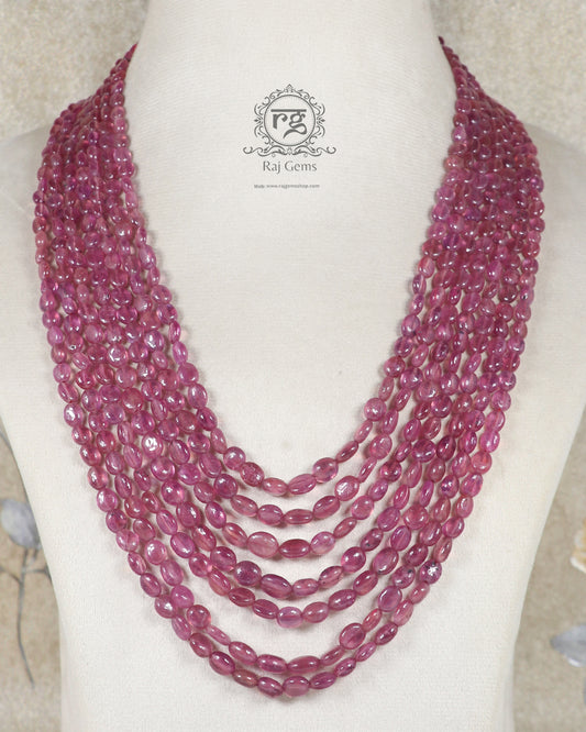 Natural Ruby Gemstone Oval Beads Necklace Jewelry