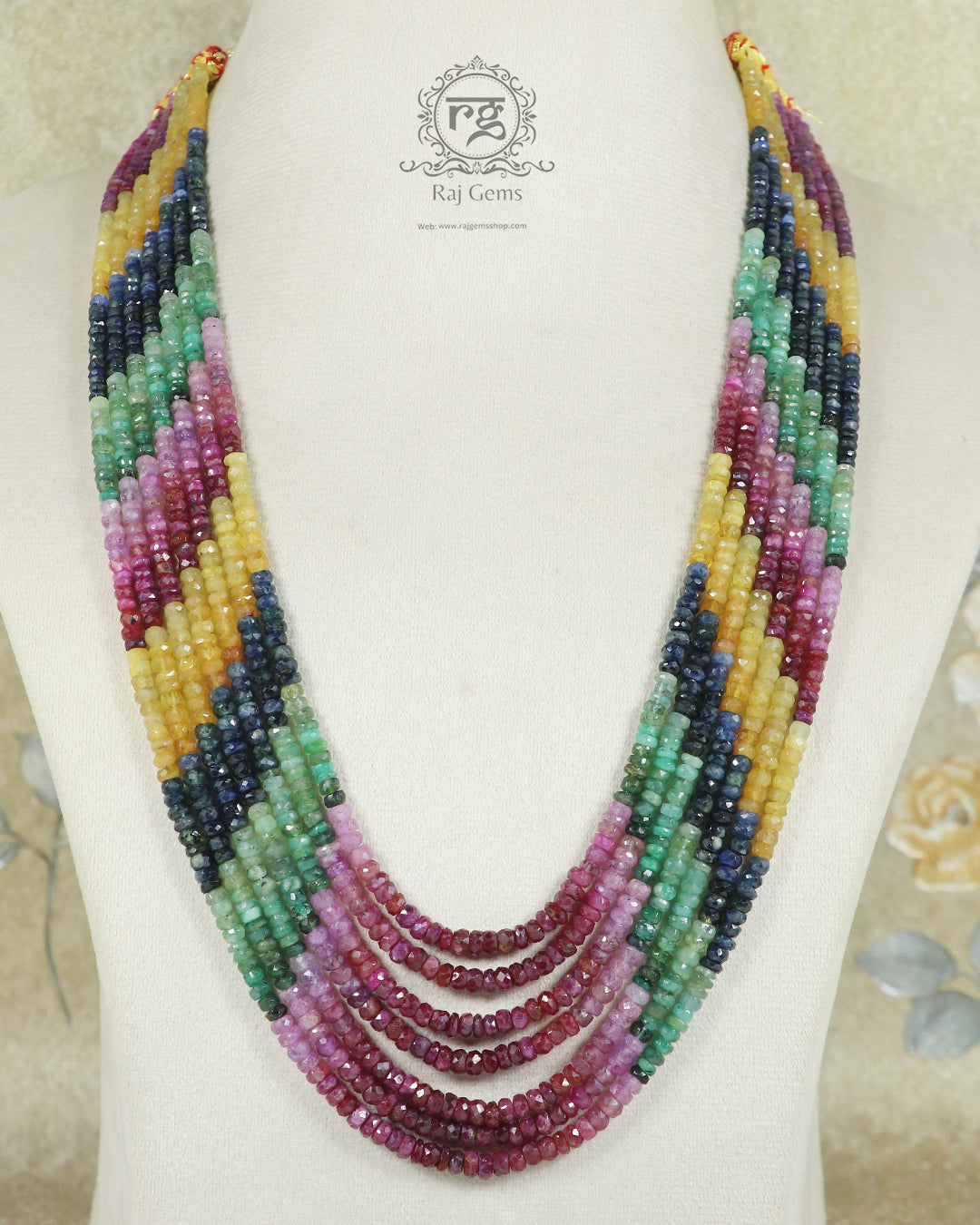 Natural Multi Precious Sapphire Gemstone Beads Necklace Jewelry