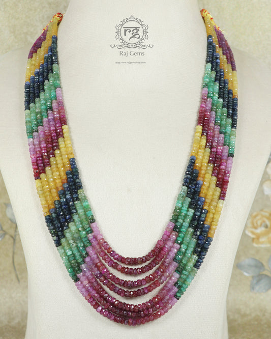 Natural Multi Precious Sapphire Gemstone Beads Necklace Jewelry