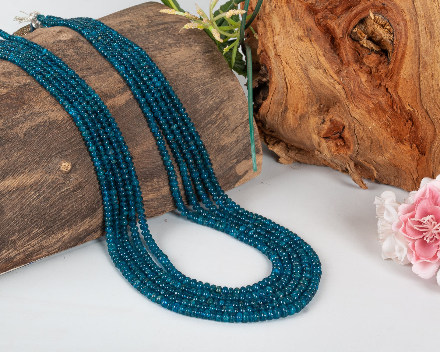 Natural Neon Apatite Gemstone Beads Necklace