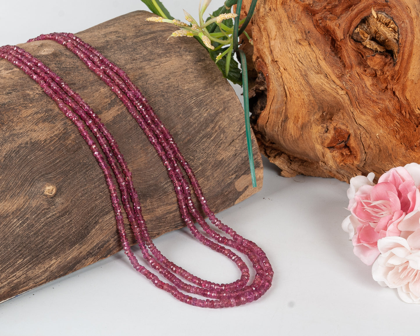 Natural Pink Tourmaline Gemstone Beads Necklace Jewelry