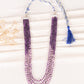 Natural Amethyst & Rose Quartz Gemstone Rondelle Smooth Beaded Necklace