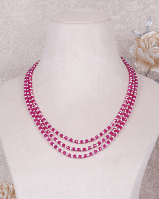 Pink Ruby & Pearl Gemstone Beads Necklace Imitation