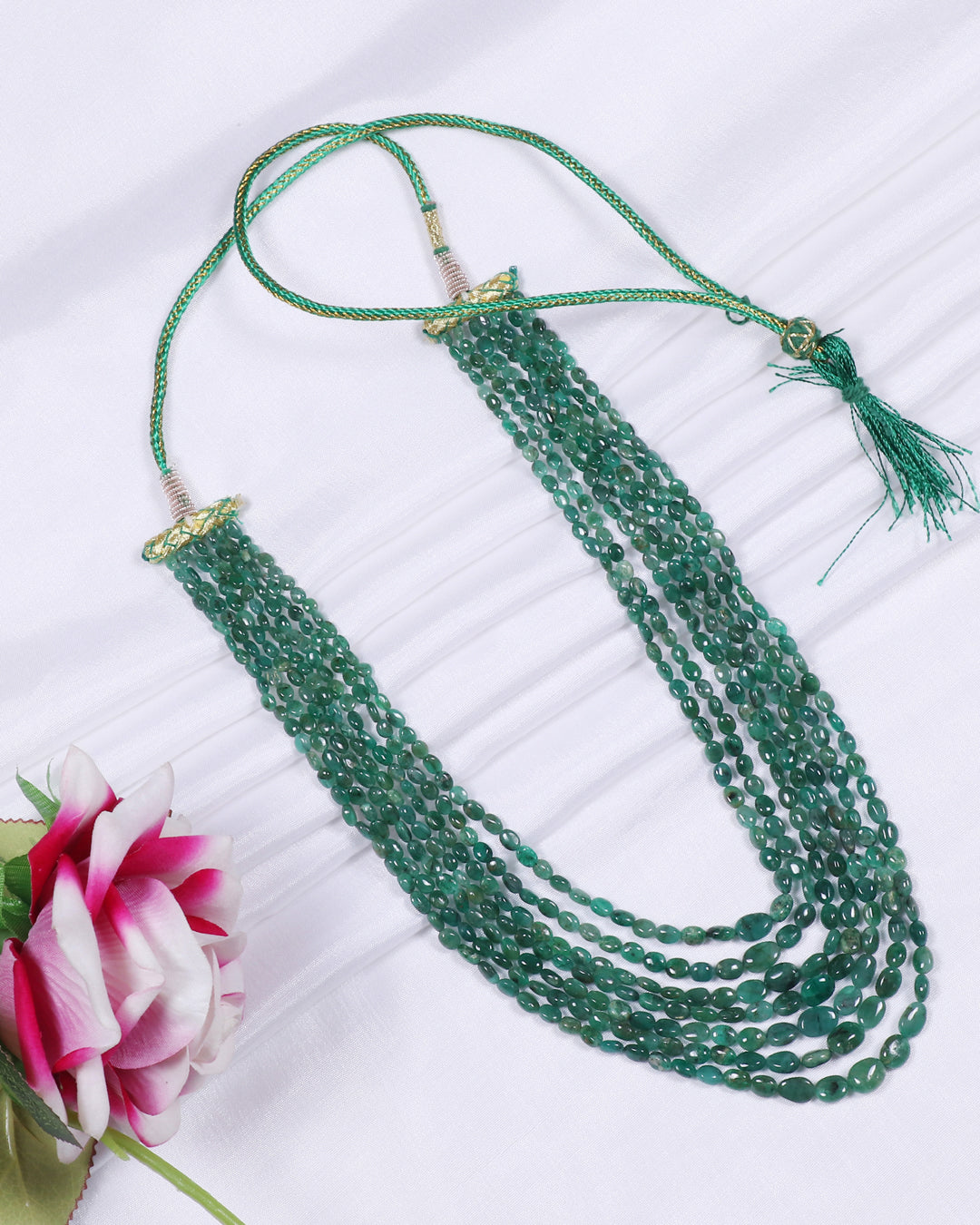 Natural Emerald Gemstone Beads Necklace Jewelry