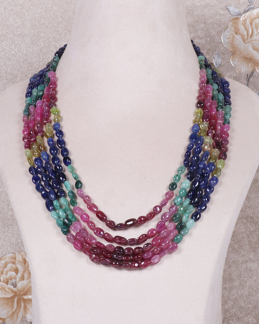 Natural Multi Precious Sapphire Gemstone Beads Necklace Jewelry