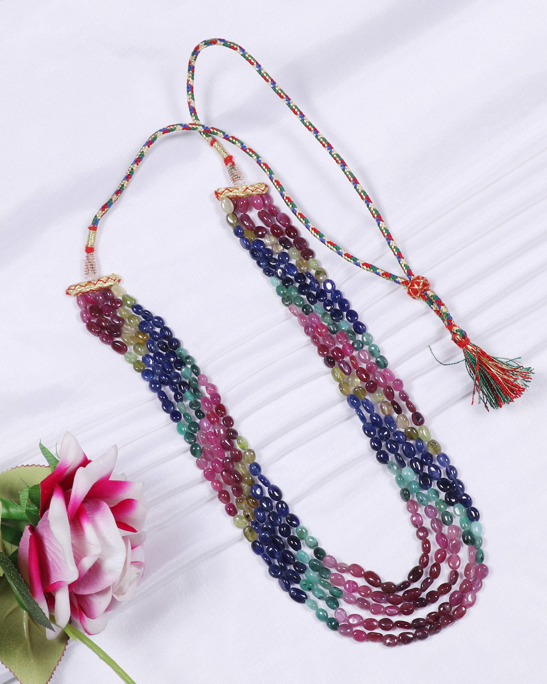 Natural Multi Precious Sapphire Gemstone Beads Necklace Jewelry