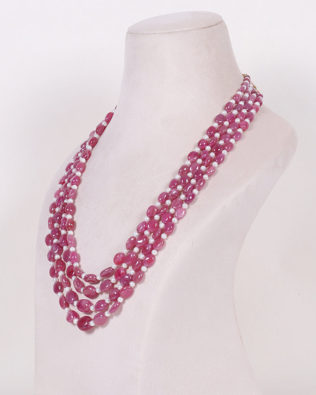 Natural Ruby & Pearl  Gemstone Beads Necklace Jewelry