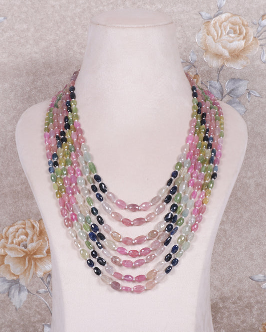 Natural Multi Precious Sapphire Gemstone Beads Necklace Jewelry