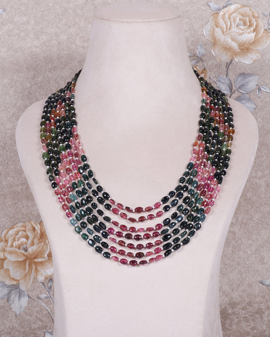 Natural Multi Tourmaline Gemstone Beads Necklace Jewelry