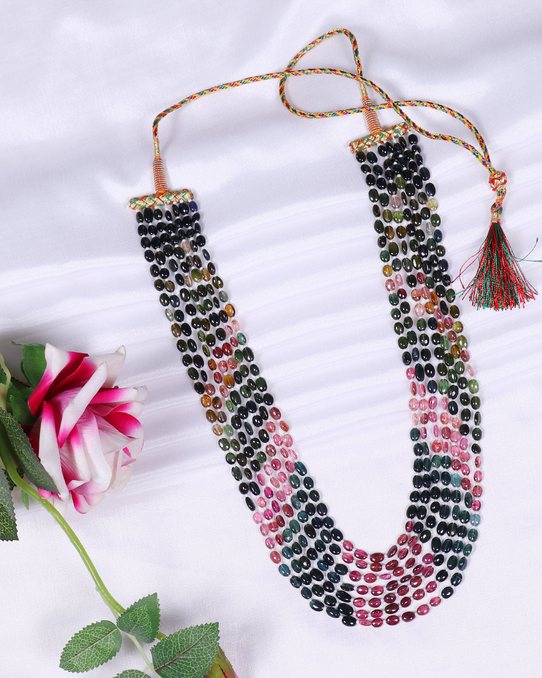 Natural Multi Tourmaline Gemstone Beads Necklace Jewelry