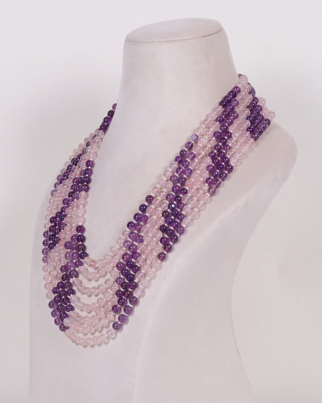 Natural Rose Quartz & Amethyst Gemstone Beads Necklace Jewelry