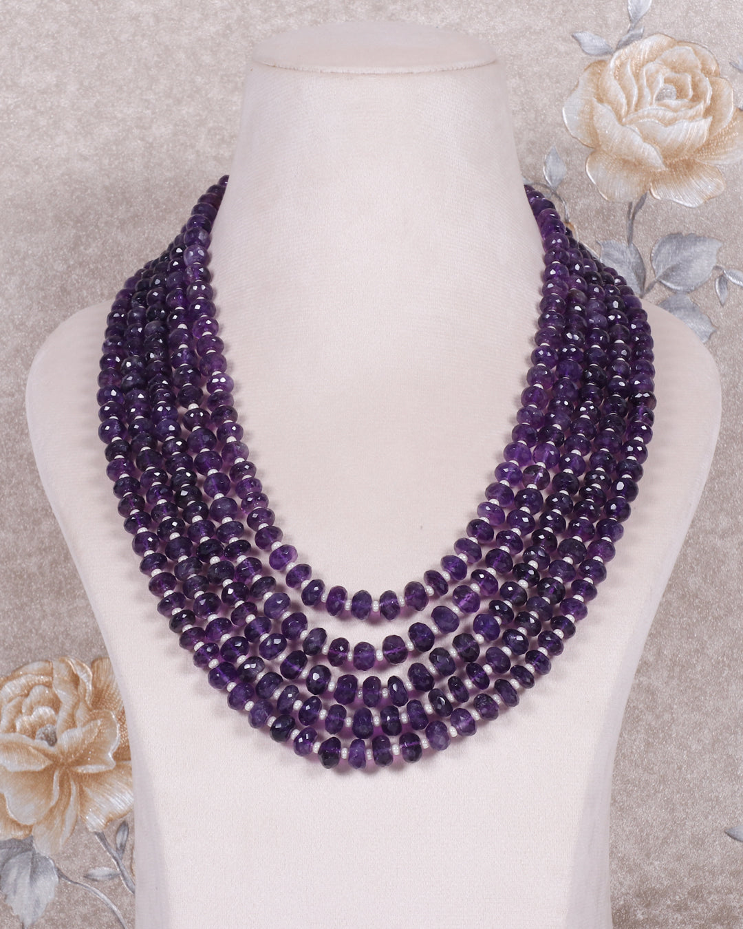 Natural Amethyst & Pearl Gemstone Beads Necklace Jewelry