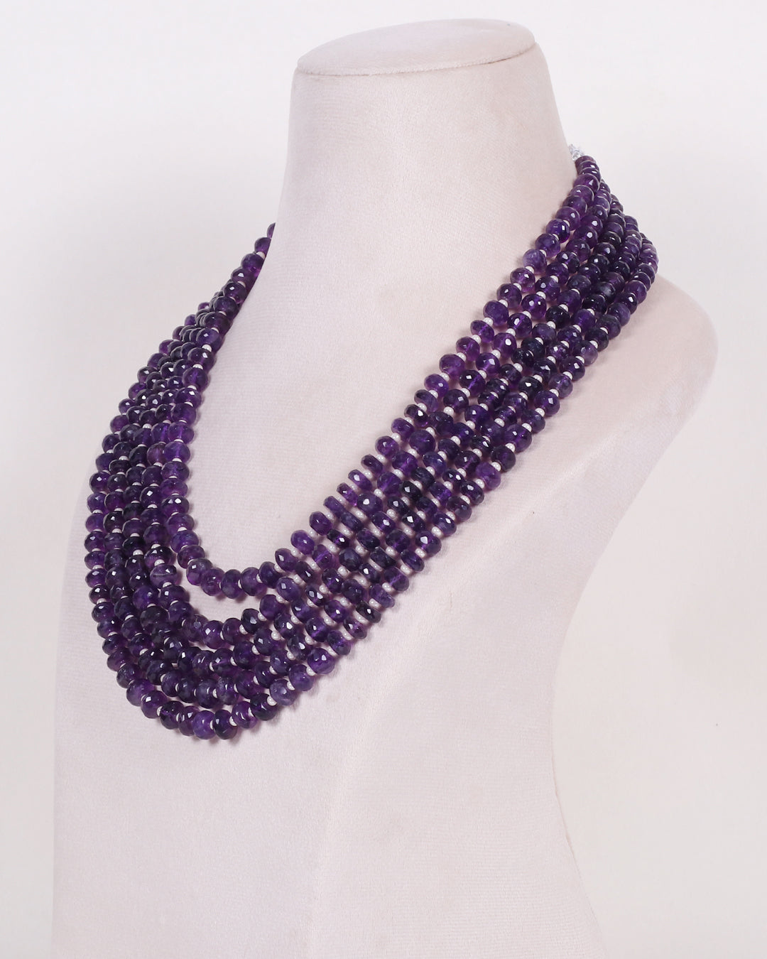 Natural Amethyst & Pearl Gemstone Beads Necklace Jewelry