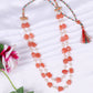 Natural Peach Quartz & Pearl Gemstone Beads Necklace Jewelry