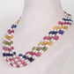 Natural Multi Sapphire & Pearl Gemstone Beads Necklace Jewelry