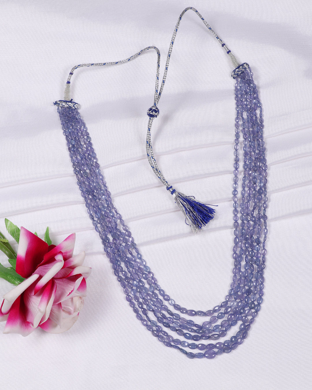 Natural Tanzanite Oval Gemstone Beads Necklace Jewelry