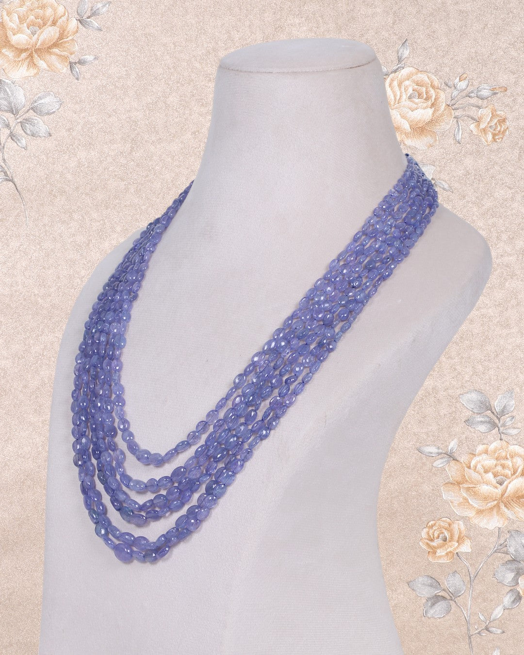 Natural Tanzanite Oval Gemstone Beads Necklace Jewelry