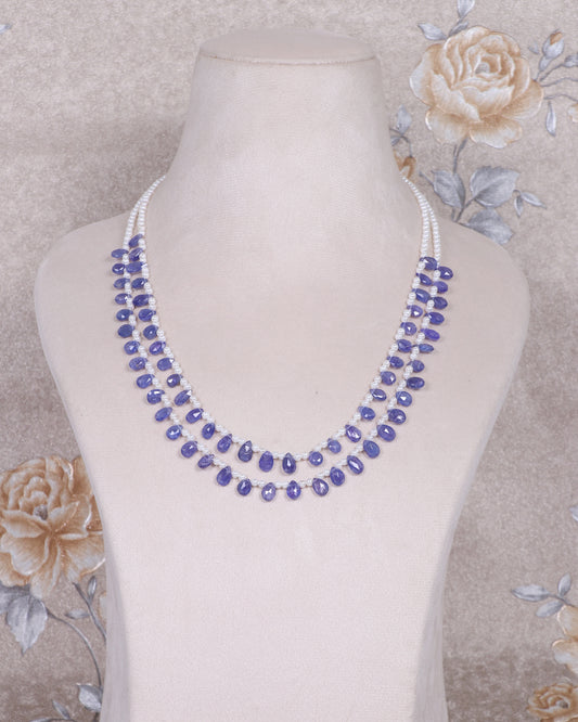 Natural Tanzanite & Pearls Gemstone Beads Necklace Jewelry