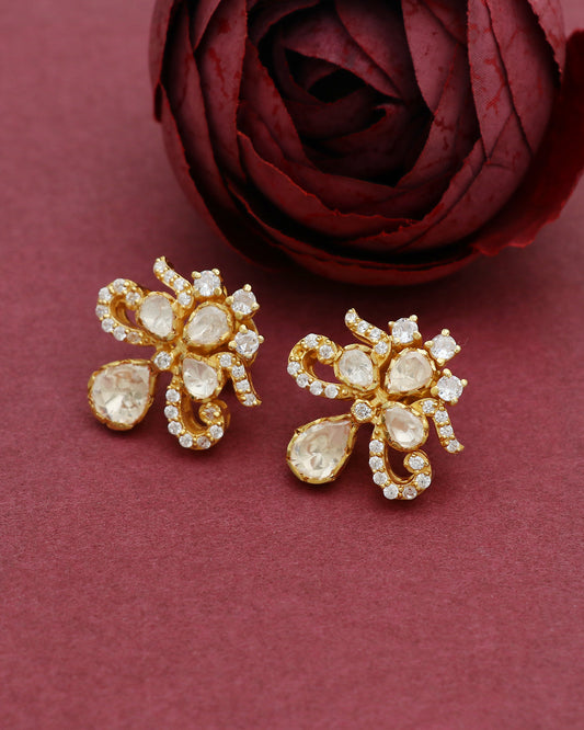 925 Silver Polki Stud Earring Jewelry