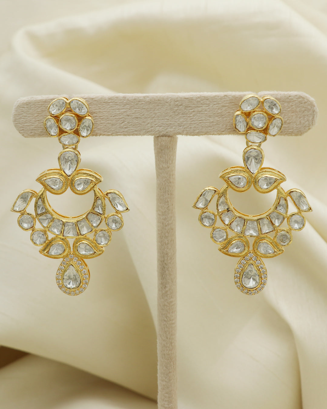 925 Silver Polki Chandelier Earring Jewelry