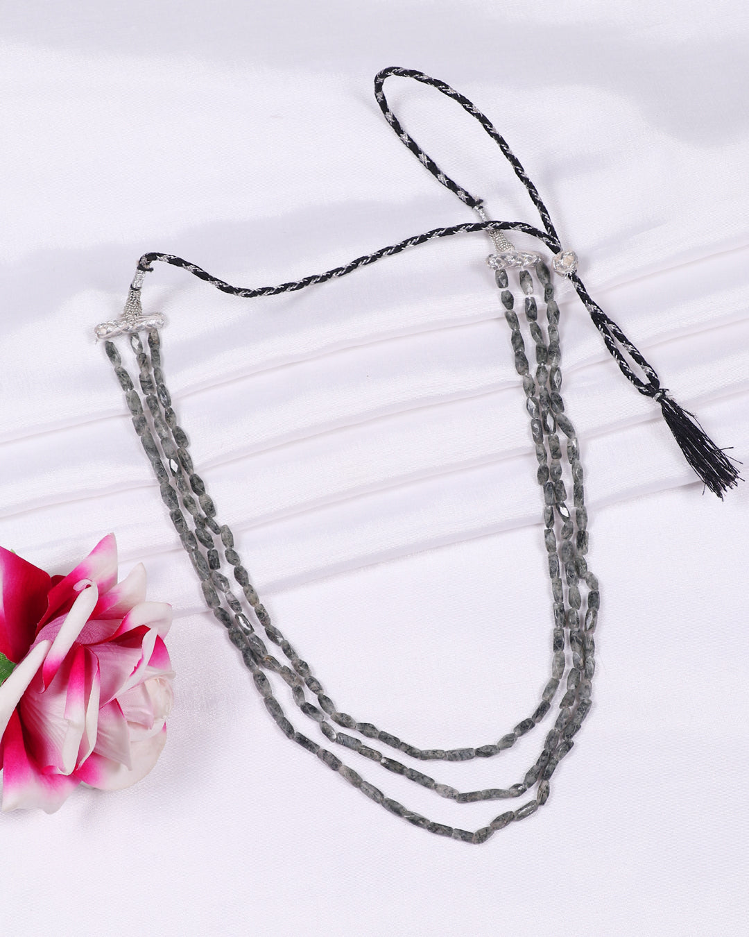 Natural Black Rutile Quartz Gemstone Beads Necklace Jewelry