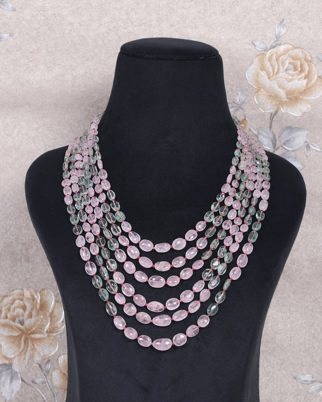 Natural Morganite & Aquamarine Gemstone Beads Necklace Jewelry